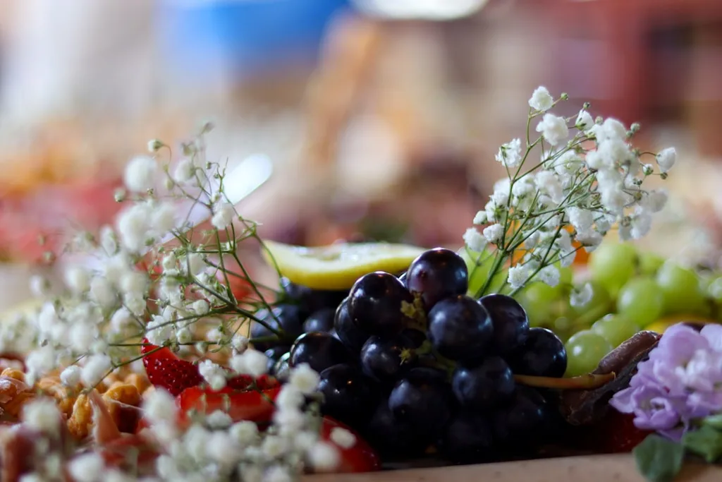 Styled sharing board with premium ingredients for event catering