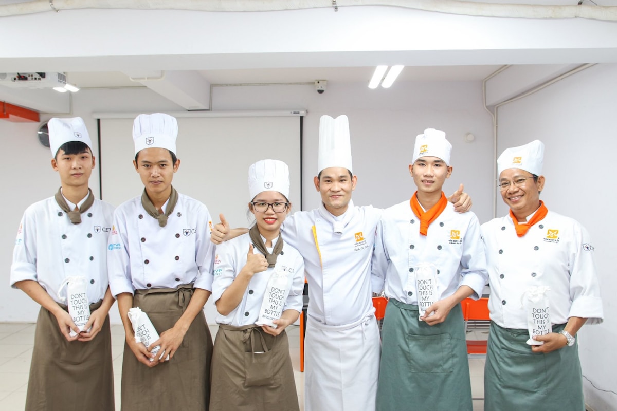 Professional catering team at an event