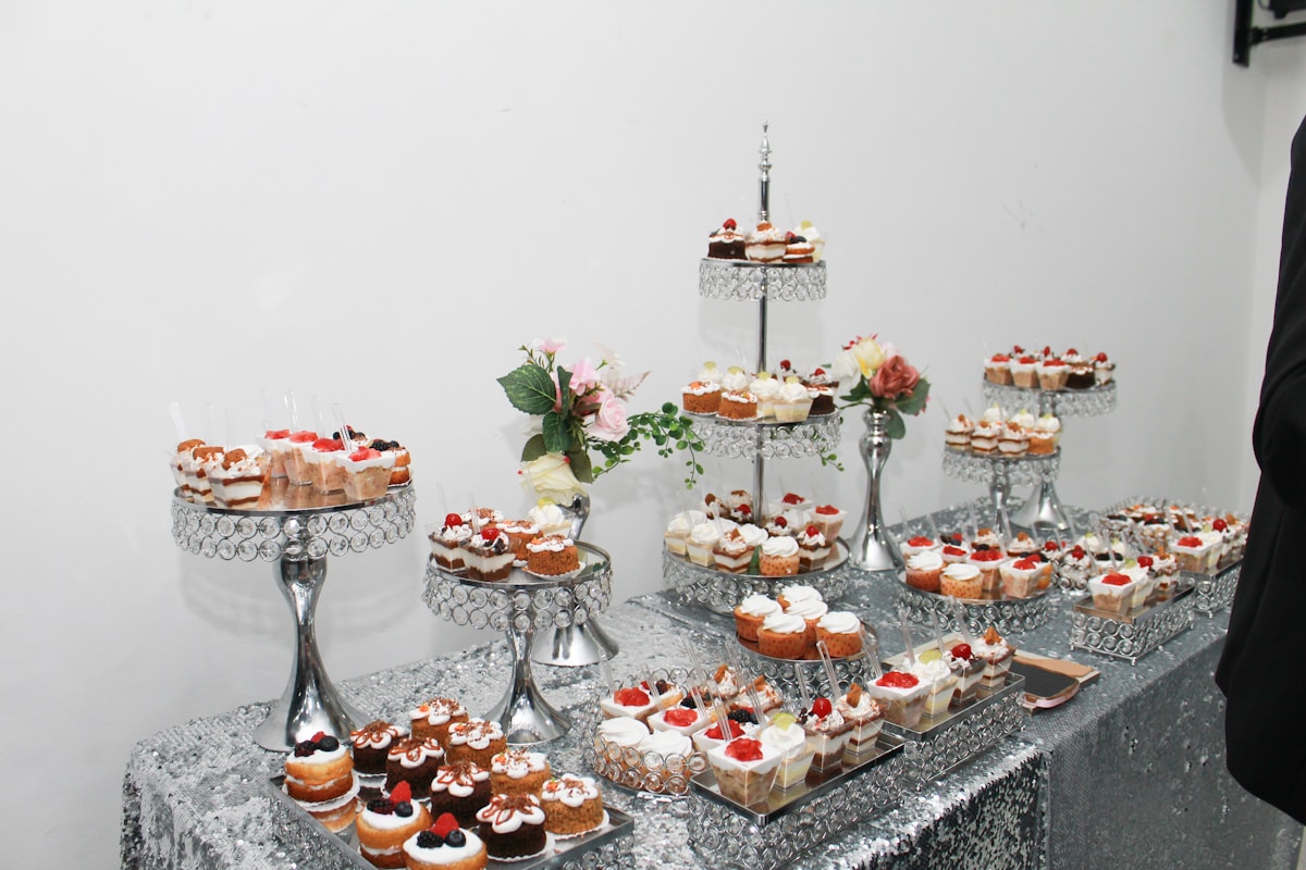 Elegant wedding celebration dessert table